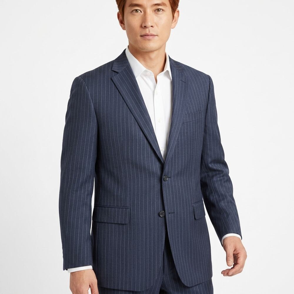 Loro Piana Cremieux 100% Merino Wool Blue Blazer Men See Measurements
